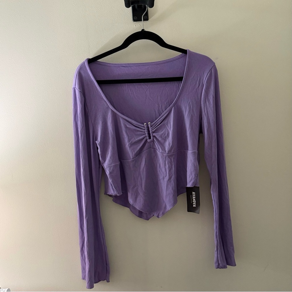 Purple Asymmetrical Long Sleeve Top